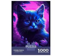 Puzzles de 1000 pièces pour adolescents Chat Chat Violet Ciel Puzzles pour Adultes, Jouets de Bricolage pour Plaisir en Famille pour Anniversaire, Noël 38 x 26 cm/1000 pièces