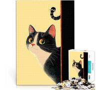 Puzzles de 1000 pièces pour Adolescents Chat Curieux et Queue Jouet éducatif intellectuel décompressant Idées Cadeaux 38x26cm