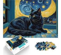 Puzzles de 1000 pièces pour Adolescents Chat dans Le Style de Van Gogh Jeu Stimulant Convient pour la décoration de Bureau 38x26cm