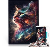 Puzzles de 1000 pièces pour Adolescents Chat de l'espace Cosmique Jouets à Faire soi-même Jouets de décoration pour la Maison 52x38cm