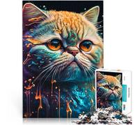 Puzzles de 1000 pièces pour Adolescents Chat Exotique à Poils Courts Impossible Activités Amusantes à la Maison, Cadeaux d'anniversaire, Cadeaux de Voyage, 50x70cm