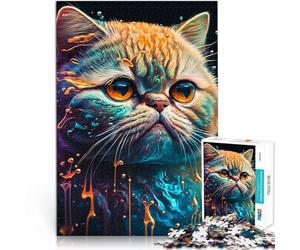 Puzzles de 1000 pièces pour Adolescents Chat Exotique à Poils Courts Impossible Activités Amusantes à la Maison, Cadeaux d'anniversaire, Cadeaux de Voyage, 52x38cm