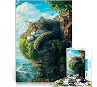 Puzzles de 1000 pièces pour Adolescents Chat géant endormi Jouet éducatif d'apprentissage Cadeau d'anniversaire, Cadeaux 52x38cm