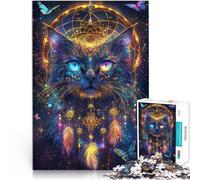 Puzzles de 1000 pièces pour Adolescents Chat Magique Fantastique Coupe de précision avec Affiche et Feuille de Questions correspondantes 26x38cm