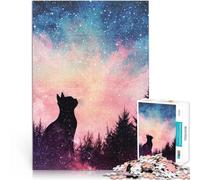 Puzzles de 1000 pièces pour Adolescents Chat Noir dans Le Ciel Nocturne Jeux éducatifs Renforcer l'amour Entre Les Couples 38x26cm