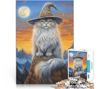 Puzzles de 1000 pièces pour Adolescents Chat Persan et Lune Jouet éducatif d'apprentissage Anniversaire et Cadeaux Uniques 50x70cm