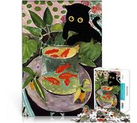 Puzzles de 1000 pièces pour Adolescents Chat Poisson Rouge Jouets éducatifs d'apprentissage Interaction Parent-Enfant 38x26cm