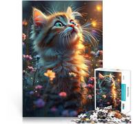 Puzzles de 1000 pièces pour Adolescents Chaton Floral fantaisiste Jeu éducatif Familial Convient pour la décoration de Bureau 75x50cm