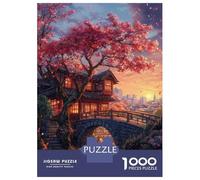 Puzzles De 1000 Pièces pour Adolescents Cherry Blossom Garden Scene Puzzle À Monter Soi-même, Jouets pour S'amuser en Famille, Cadeau d'anniversaire Ou De Noël 70x50cm/1000pcs