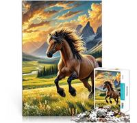 Puzzles de 1000 pièces pour Adolescents Cheval Courant dans Un pré Jouet éducatif d'apprentissage Interaction Parent-Enfant 50x70cm