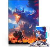 Puzzles de 1000 pièces pour Adolescents Chevalier Contre Dragon Défi Difficile pour soulager Le Stress Décoration Parfaite 52x38cm