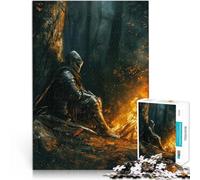 Puzzles de 1000 pièces pour Adolescents Chevalier se reposant au feu de Joie Jeu de Quiz Car C'est Un pour Toute la Famille 38x26cm
