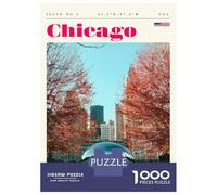 Puzzles De 1000 Pièces pour Adolescents Chicago Illinois Travel Art Puzzles pour Adultes Assemblage De Motifs Stimule Le Cerveau Jeu Stimulant 38x26cm/1000pcs