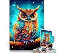 Puzzles de 1000 pièces pour Adolescents Chouette colorée Défi Difficile pour soulager Le Stress Œuvre d'art 38x52cm