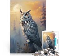 Puzzles de 1000 pièces pour Adolescents Chouette de l'aube brumeuse Jeux Amusants Chaque pièce est Unique - Jeu Familial Stimulant et Amusant 75x50cm