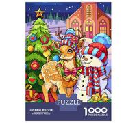 Puzzles De 1000 Pièces pour Adolescents Christmas Deer Snowman Puzzles pour Adolescents, Jouets Anti-Stress, Cadeaux pour Femmes, Cadeaux Anti-Stress 38x26cm/1000pcs