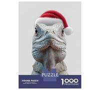 Puzzles De 1000 Pièces pour Adolescents Christmas Iguana in Santa Hat Puzzle pour Adultes Jouet Décoration Murale Défi Difficile À Compléter 38x26cm/1000pcs