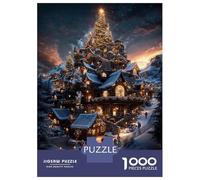 Puzzles De 1000 Pièces pour Adolescents Christmas Village in The Mountains Puzzle Jeux De Famille Décoration Intérieure Cadeaux d'anniversaire Uniques 52x38cm/1000pcs