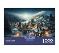 Puzzles De 1000 Pièces pour Adolescents Christmas Village Scene-1 Puzzle Adulte Jeu Manuel Défi Difficile Cadeaux pour Amis Et Famille 70x50cm/1000pcs
