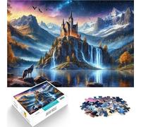 Puzzles de 1000 pièces pour Adolescents Chutes de la rivière Wolf Difficile Difficile avec Affiche et Feuille de Questions correspondantes 50x70cm