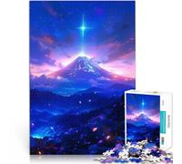 Puzzles de 1000 pièces pour Adolescents Ciel Nocturne du Mont Fuji Loisirs en Famille avec Affiche et Feuille de Questions correspondantes 75x50cm