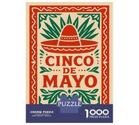 Puzzles De 1000 Pièces pour Adolescents Cinco De Mayo Sombrero and Foliage Puzzles pour Adultes Améliore La Mémoire Interaction Parent-Enfant Jouet Jeu Intellectuel 70x50cm/1000pcs
