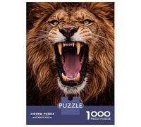 Puzzles De 1000 Pièces pour Adolescents Close-up of A Roaring Lion Puzzles pour Adolescents Vacances À La Maison Tuer Le Temps Stimuler Le Cerveau Amusant en Famille Et Soirée Jeux 70x50cm/1000pcs