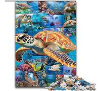 Puzzles de 1000 pièces pour Adolescents, Collage de Tortues, Anti-Stress, Vacances à la Maison, avec Affiche et fiche de Questions-réponses (26x38cm)