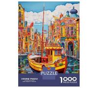 Puzzles De 1000 Pièces pour Adolescents Colorful Boat Painting for Sale Puzzle À Monter Soi-même, Jouets pour S'amuser en Famille, Cadeau d'anniversaire Ou De Noël 52x38cm/1000pcs