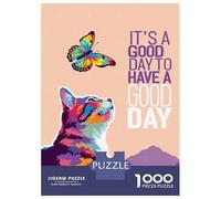 Puzzles De 1000 Pièces pour Adolescents Colorful Cat and Butterfly Good Day Puzzle pour Adultes Jeu Manuel D'assemblage De Motifs pour Anniversaire, Noël 70x50cm/1000pcs