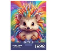 Puzzles De 1000 Pièces pour Adolescents Colorful Cute Hedgehog Puzzle Jeux De Famille Décoration Intérieure Cadeaux d'anniversaire Uniques 52x38cm/1000pcs