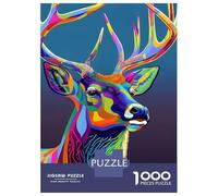 Puzzles De 1000 Pièces pour Adolescents Colorful Deer Animals Puzzle pour Adultes Jeux De Famille Cadeaux pour Femmes Cadeaux Anti-Stress 52x38cm/1000pcs