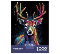 Puzzles De 1000 Pièces pour Adolescents Colorful Deer with Drips Puzzle Adulte, Jouet, Décoration Murale, Art Mural, Cadeaux d'anniversaire Uniques 70x50cm/1000pcs
