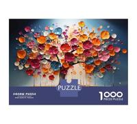 Puzzles De 1000 Pièces pour Adolescents Colorful Flower Tree Art Print Puzzle Jeux De Famille Décoration Intérieure Cadeaux d'anniversaire Uniques 70x50cm/1000pcs