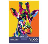 Puzzles De 1000 Pièces pour Adolescents Colorful Giraffe Portrait Puzzle pour Adolescents, Activités Familiales pour Anniversaire, Noël Et Cadeaux Uniques 70x50cm/1000pcs