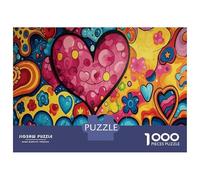 Puzzles De 1000 Pièces pour Adolescents Colorful Heart Graffiti Art Print Puzzle pour Adultes Jeu Familial Course De Vitesse Manuelle Cadeaux Uniques pour Anniversaire Et Noël 38x26cm/1000pcs