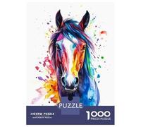 Puzzles De 1000 Pièces pour Adolescents Colorful Horse Watercolor Puzzles pour Adolescents, Jouets À Monter Soi-même, Analyse Et Logique, Cadeau d'anniversaire Ou De Noël 70x50cm/1000pcs