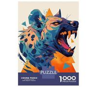 Puzzles De 1000 Pièces pour Adolescents Colorful Hyena Illustration with Geometric Shapes Casse-têtes pour Adultes, Jeu De Réflexion, Difficile, Amusant, Activités À La Maison 38x26cm/1000pcs