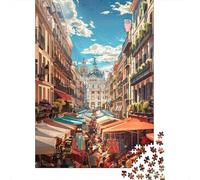 Puzzles De 1000 Pièces pour Adolescents Colorful Market Street Scene Puzzles pour Adolescents Jeux Relaxants pour S'amuser en Famille Offrez-Leur Un Cadeau 70x50cm/1000pcs
