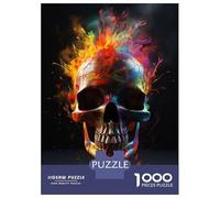 Puzzles De 1000 Pièces pour Adolescents Colorful Neon Skull Puzzle Jeux Relaxants Cadeau d'anniversaire Cadeaux Anti-Stress 38x26cm/1000pcs