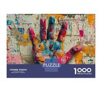 Puzzles De 1000 Pièces pour Adolescents Colorful Painted Hand Art Puzzle pour Adultes Jeu Familial Course De Vitesse Manuelle Cadeaux Uniques pour Anniversaire Et Noël 52x38cm/1000pcs