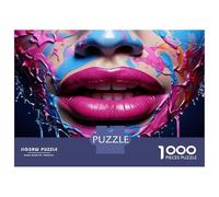 Puzzles De 1000 Pièces pour Adolescents Colorful Painted Lips Art Puzzle Jeux De Famille Décoration Intérieure Cadeaux d'anniversaire Uniques 70x50cm/1000pcs