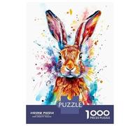 Puzzles De 1000 Pièces pour Adolescents Colorful Rabbit Watercolor Puzzle Jeux Relaxants Une Œuvre d'art Cadeaux d'anniversaire Uniques 70x50cm/1000pcs