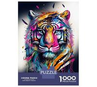 Puzzles De 1000 Pièces pour Adolescents Colorful Tiger Animals Puzzle À Monter Soi-même, Jouets pour S'amuser en Famille, Cadeau d'anniversaire Ou De Noël 52x38cm/1000pcs