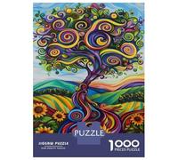 Puzzles De 1000 Pièces pour Adolescents Colorful Tree Painting Artwork Puzzle pour Adultes, Jouets À Monter Soi-même, Amusants Et Humoristiques, pour Stimuler Le Cerveau 38x26cm/1000pcs