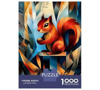 Puzzles De 1000 Pièces Pour Adolescents Contemporary Cubist Take on Dürers Squirrel Study - Modern Wildlife Wall Art Puzzles Pour Adultes Jeux Relaxants Cadeaux Pour Femmes Interaction Parent-enfant 7