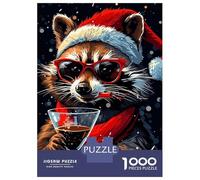 Puzzles De 1000 Pièces pour Adolescents Cool Raccoon Christmas Puzzles pour Adolescents, Jouets À Monter Soi-même, Analyse Et Logique, Cadeau d'anniversaire Ou De Noël 52x38cm/1000pcs