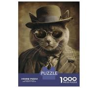 Puzzles De 1000 Pièces pour Adolescents Cool Vintage Cat Puzzle Adulte, Jouet, Décoration Murale, Art Mural, Cadeaux d'anniversaire Uniques 38x26cm/1000pcs