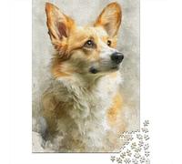Puzzles De 1000 Pièces pour Adolescents Corgi Dog Watercolor Art Print Puzzles pour Adolescents Jeux Relaxants pour S'amuser en Famille Offrez-Leur Un Cadeau 38x26cm/1000pcs