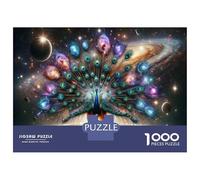 Puzzles De 1000 Pièces pour Adolescents Cosmic Peacock Fantasy Artwork Puzzles pour Adultes Jeux Relaxants Cadeaux pour Femmes Interaction Parent-Enfant 38x26cm/1000pcs